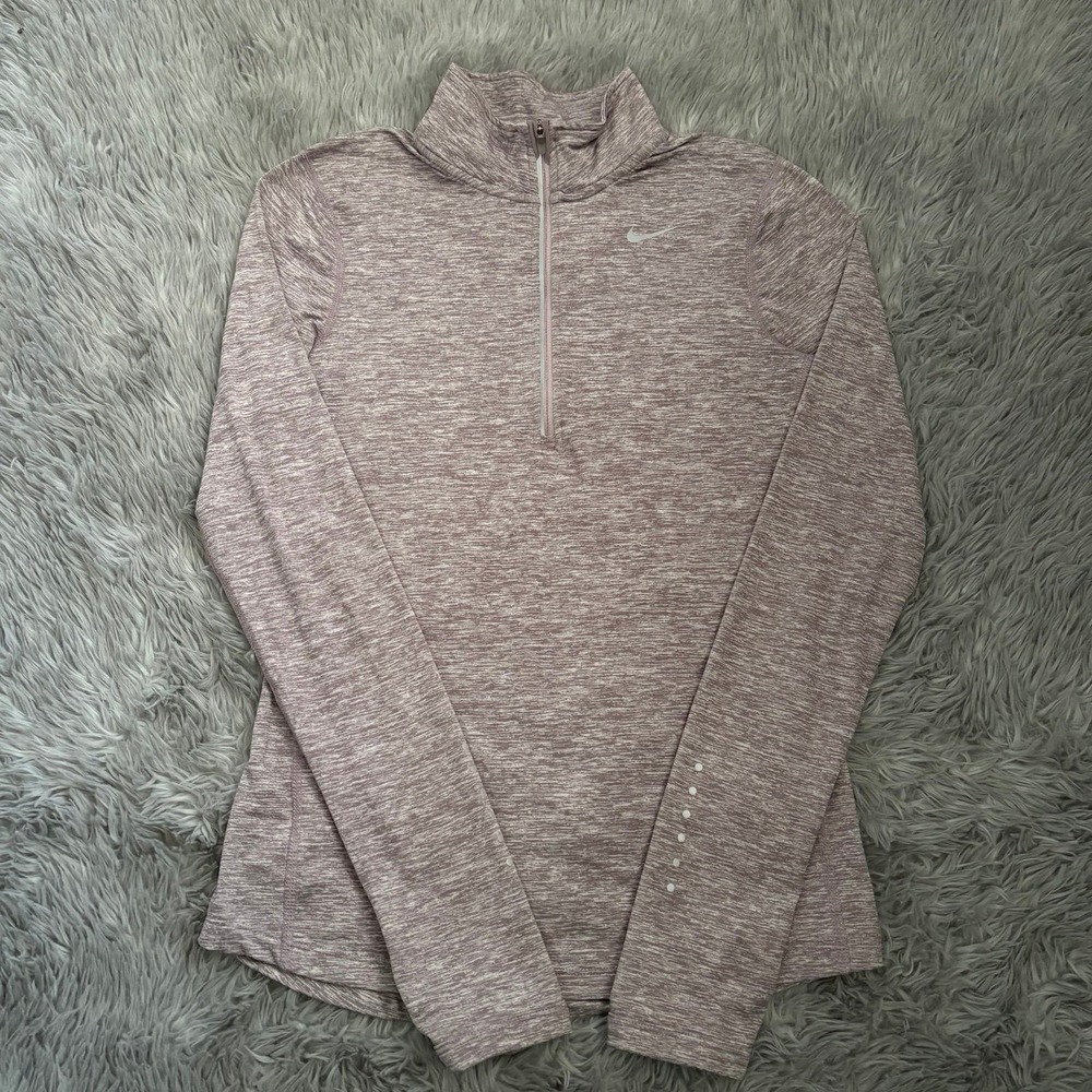 Nike Running Drifit Quarter Zip Long Sleeve Short Pale Light Purple Women's XS